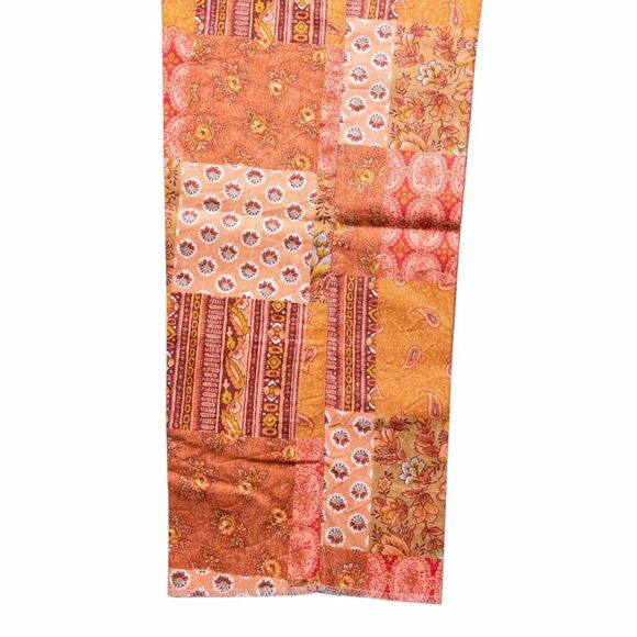 Mens 36 Gurkha Pants Orange Patchwork Floral Flat Front Straight Fit Trousers - Picture 8 of 8